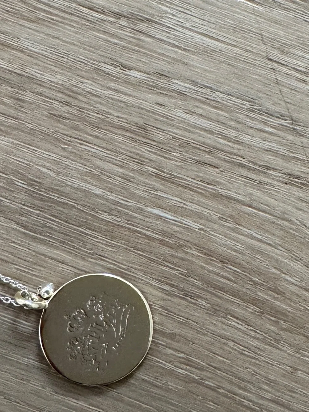 Lauren Ralph Lauren Silver Tone Engraved Logo Two-Row Pendant Necklace extender
